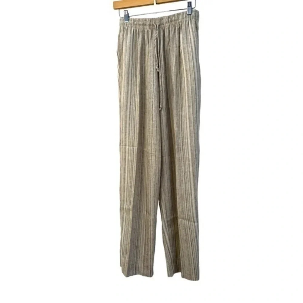 Alfred‎ Dunner Crinkle Pin Stripe Size 8 Elastic Waist Pant Suit Neutral Colors‍ - Picture 9 of 16
